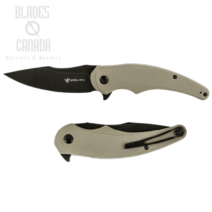 Steel Will Arcturus Flipper Folding Knife, D2 Black, G10 Tan, F55-06